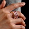 Rose Gold Garnet & Pink Stone Multi-Row Statement Ring