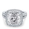 Halo Split Shank White Sapphire Engagement Ring - 925 Sterling Silver