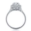 Halo Split Shank White Sapphire Engagement Ring - 925 Sterling Silver