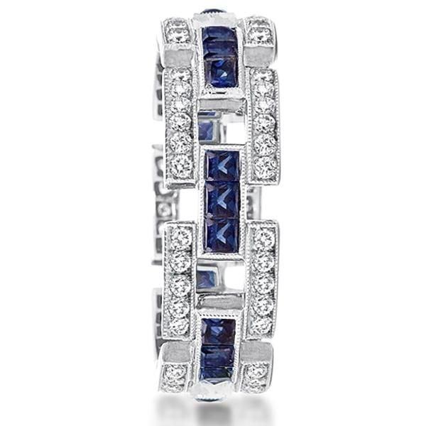 Asscher Cut Wedding Band in 925 Sterling Silver with 2.00 CT. TW.