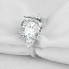 Three Stone Created White Sapphire Engagement Ring - 925 Sterling Silver
