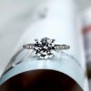Classic Half Eternity White Sapphire Engagement Ring - Sterling Silver