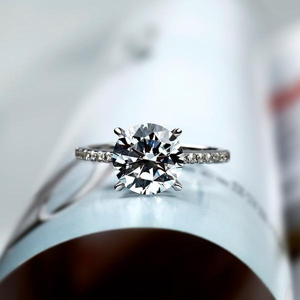 Classic Half Eternity White Sapphire Engagement Ring - Sterling Silver