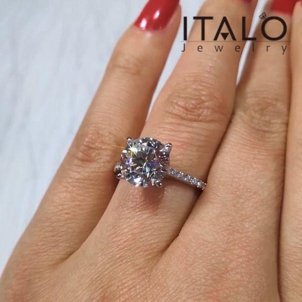 Classic Half Eternity White Sapphire Engagement Ring - Sterling Silver