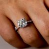 Classic Half Eternity White Sapphire Engagement Ring - Sterling Silver