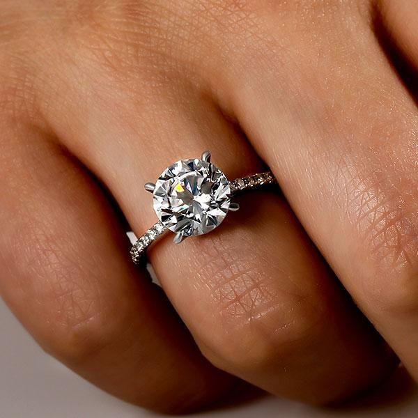 Classic Half Eternity White Sapphire Engagement Ring - Sterling Silver