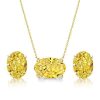 18K Gold Plated Sterling Silver Yellow Topaz Solitaire Necklace and Earrings Jewelry Set