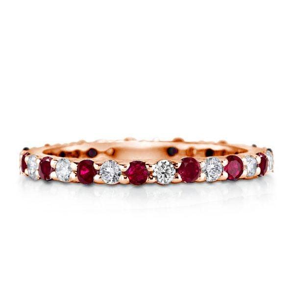 Eternity Wedding Band for Women in 925 Sterling Silver with White & Ruby Sapphires