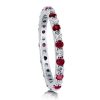 Eternity Wedding Band for Women in 925 Sterling Silver with White & Ruby Sapphires