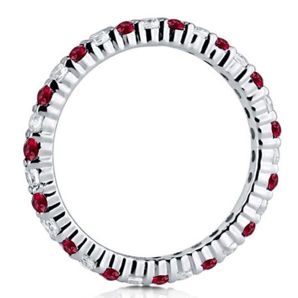 Eternity Wedding Band for Women in 925 Sterling Silver with White & Ruby Sapphires