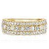Pearl & Round Cut CZ Half Eternity Band in 18K Yellow Gold Plated Sterling Silver