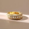 Pearl & Round Cut CZ Half Eternity Band in 18K Yellow Gold Plated Sterling Silver