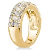 Pearl & Round Cut CZ Half Eternity Band in 18K Yellow Gold Plated Sterling Silver