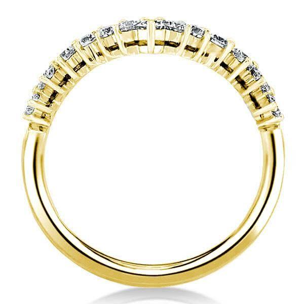 Golden V-Shaped Wedding Band - 18K Gold Plated Sterling Silver with Simulated Diamonds