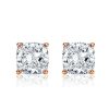 Cushion Cut Rose Gold Stud Earrings - 2.0 CT Simulated Diamond