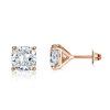 Cushion Cut Rose Gold Stud Earrings - 2.0 CT Simulated Diamond