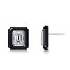 Emerald Cut White Sapphire Stud Earrings - Two Tone 925 Sterling Silver, 3.00 CT