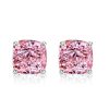 Cushion Cut Pink Stone Necklace and Earring Set in Rhodium-Plated Sterling Silver