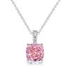 Cushion Cut Pink Stone Necklace and Earring Set in Rhodium-Plated Sterling Silver