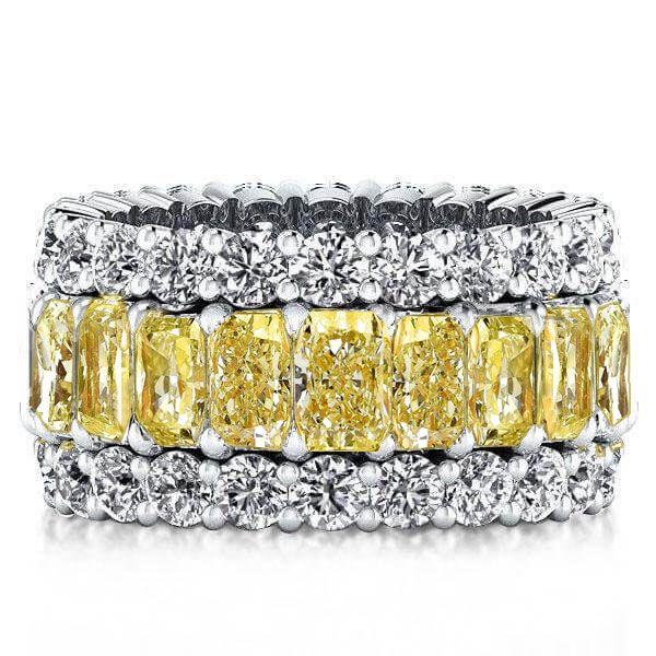 Radiant Cut Yellow Topaz Triple Row Wedding Band in Sterling Silver