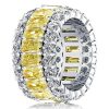 Radiant Cut Yellow Topaz Triple Row Wedding Band in Sterling Silver