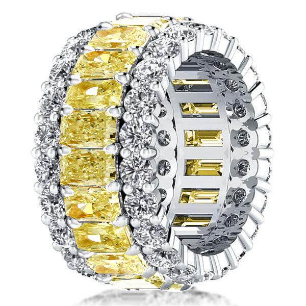 Radiant Cut Yellow Topaz Triple Row Wedding Band in Sterling Silver