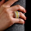 Radiant Cut Yellow Topaz Triple Row Wedding Band in Sterling Silver