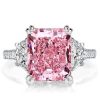 Pink Sapphire Sterling Silver Engagement Ring for Women - 5.00 CT Center Stone