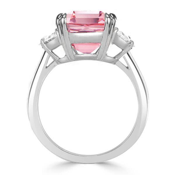Pink Sapphire Sterling Silver Engagement Ring for Women - 5.00 CT Center Stone