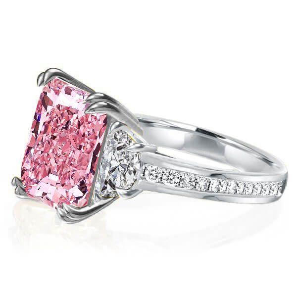 Pink Sapphire Sterling Silver Engagement Ring for Women - 5.00 CT Center Stone
