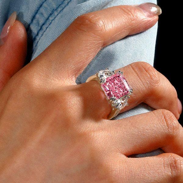 Pink Sapphire Sterling Silver Engagement Ring for Women - 5.00 CT Center Stone