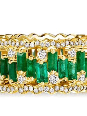 Emerald Cut Baguette Wedding Band - 18K Rose Gold Plated Sterling Silver - 12.5 CTW
