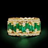 Emerald Cut Baguette Wedding Band - 18K Rose Gold Plated Sterling Silver - 12.5 CTW