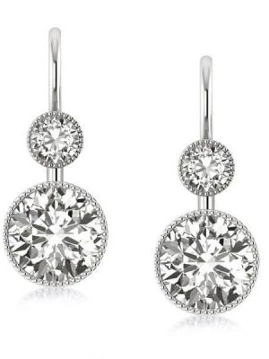 Classic Sterling Silver Round Drop Earrings with Leverback Closure