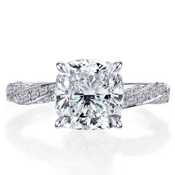 Twist Shank White Sapphire Engagement Ring - Sterling Silver