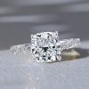 Twist Shank White Sapphire Engagement Ring - Sterling Silver