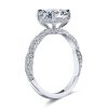 Twist Shank White Sapphire Engagement Ring - Sterling Silver