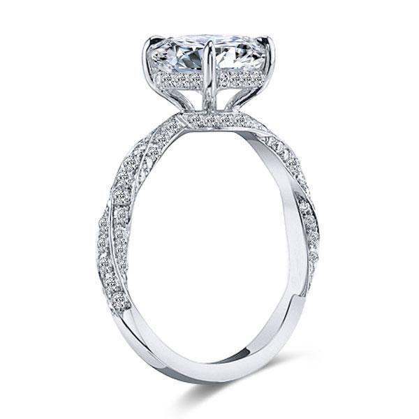 Twist Shank White Sapphire Engagement Ring - Sterling Silver