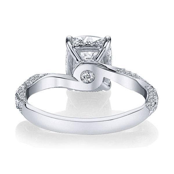Twist Shank White Sapphire Engagement Ring - Sterling Silver