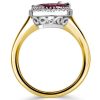 Two-Tone Halo Oval Ruby & Sapphire Engagement Ring - Sterling Silver