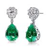 Pear-Shaped Emerald Sapphire Drop Earrings in Sterling Silver