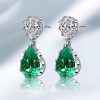 Pear-Shaped Emerald Sapphire Drop Earrings in Sterling Silver