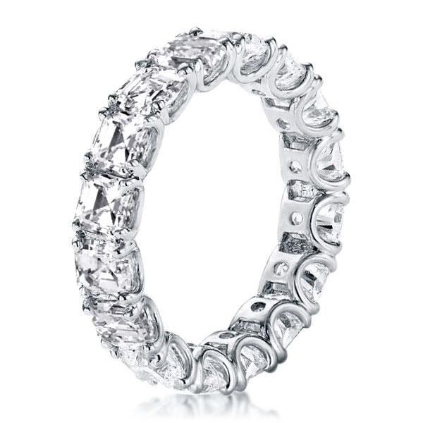 Asscher Cut Eternity Wedding Band in Sterling Silver with Rhodium Finish