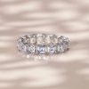 Asscher Cut Eternity Wedding Band in Sterling Silver with Rhodium Finish