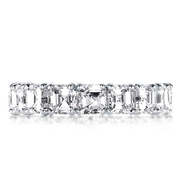 Asscher Cut Eternity Wedding Band in Sterling Silver with Rhodium Finish
