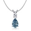 Blue Topaz Teardrop Necklace in Rhodium-Plated Sterling Silver