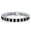 Alternating Black & White Sapphire Tennis Bracelet - Sterling Silver