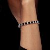 Alternating Black & White Sapphire Tennis Bracelet - Sterling Silver