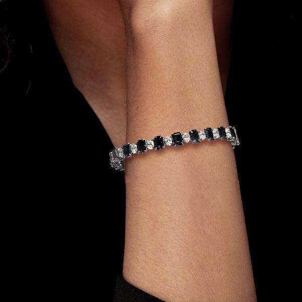 Alternating Black & White Sapphire Tennis Bracelet - Sterling Silver