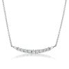 White Sapphire Pendant Necklace for Women in 925 Sterling Silver with Round and Baguette Cuts